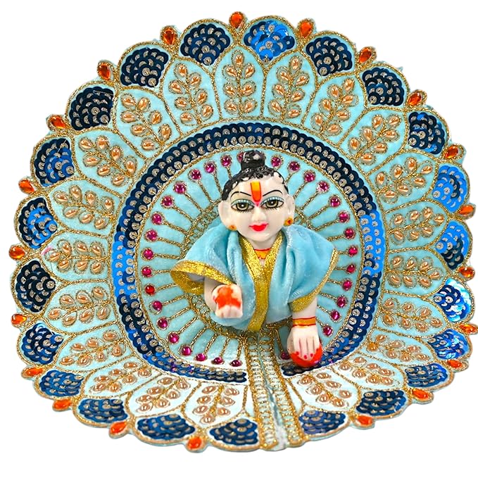 Kashyap G Poshak� Velvet Laddu Gopal Ji Dress | Winter Soft Warm Poshak with Stone Lace Border | Handmade Vastra for Thakur Ji Janmashtami Special